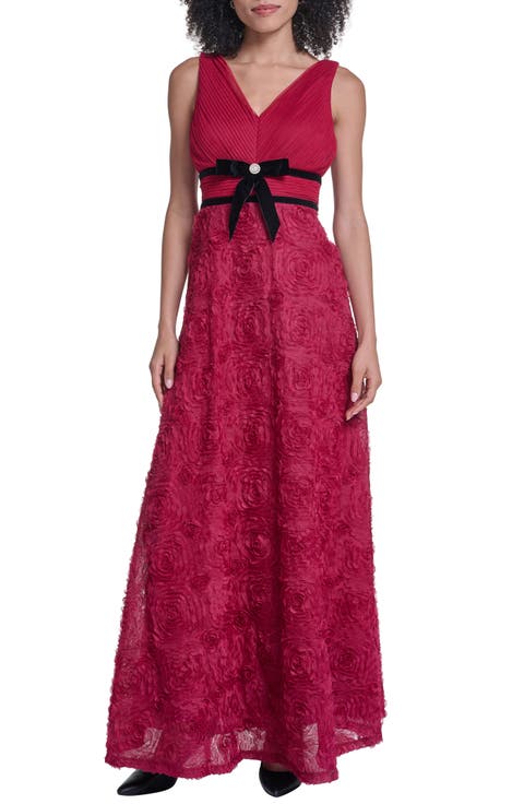 Floral Bow Waist Sleeveless Gown