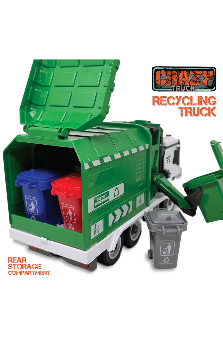 Crazy Truck Recycling Truck Lights and Sounds City Vehicle Toy Set, Alternate, color, Multicolored