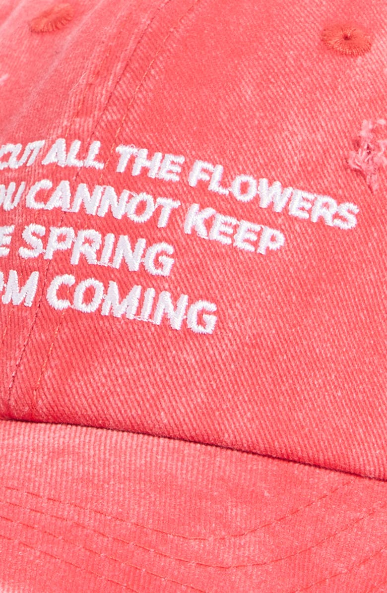 JUNGLES Spring Distressed Denim Adjustable Baseball Cap, Alternate, color, Washed Red