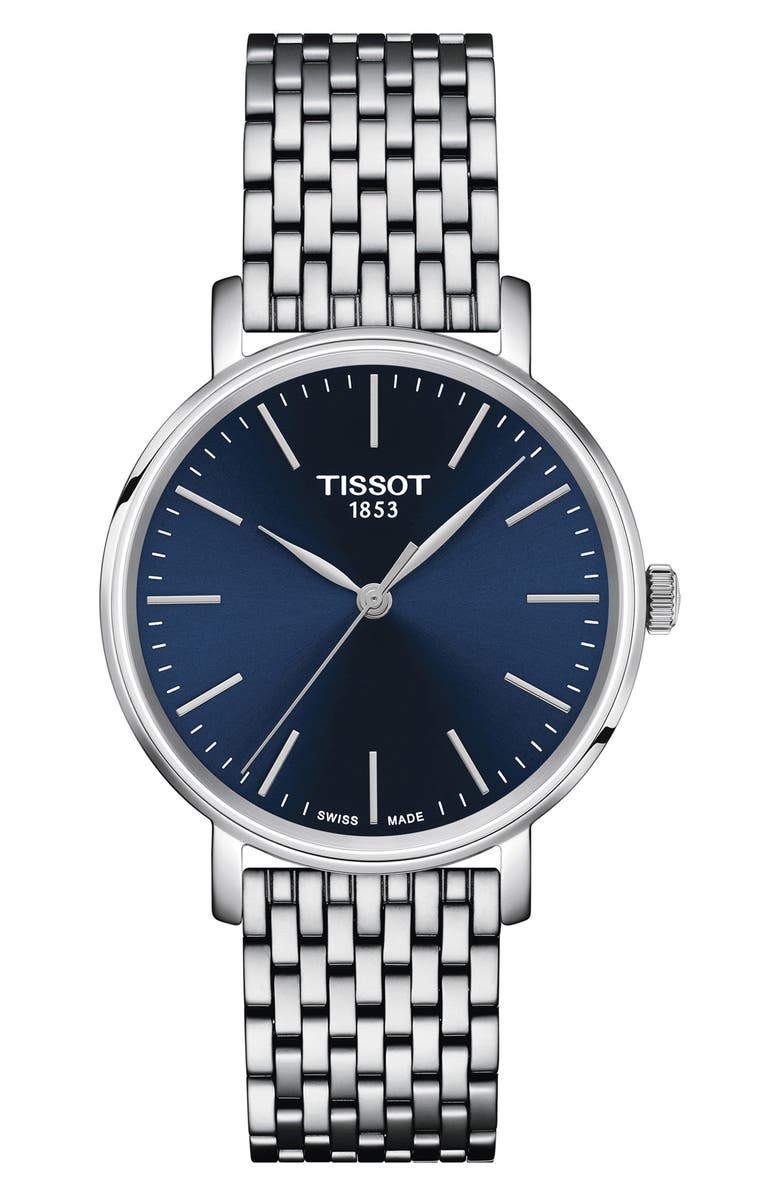 Tissot Everytime Mesh Strap Watch, 34mm, Main, color, Silver