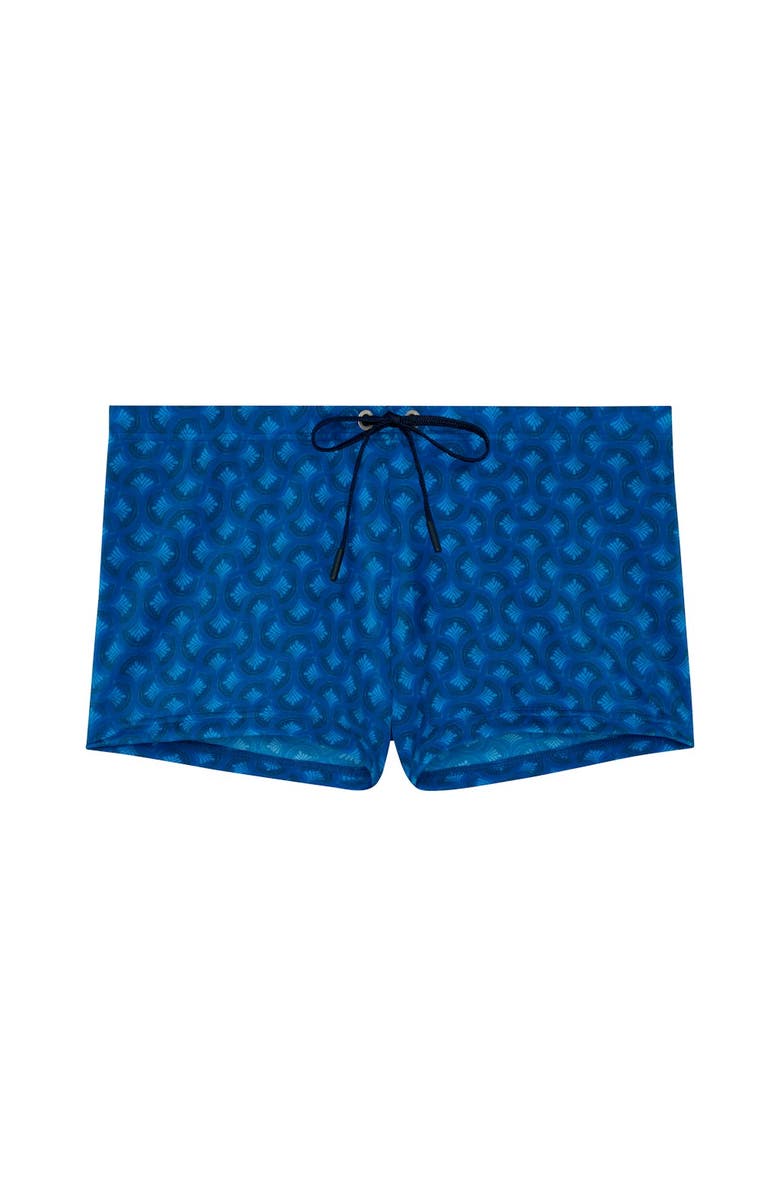 HOM Trinacria Swim Shorts, Main, color, Navy Print
