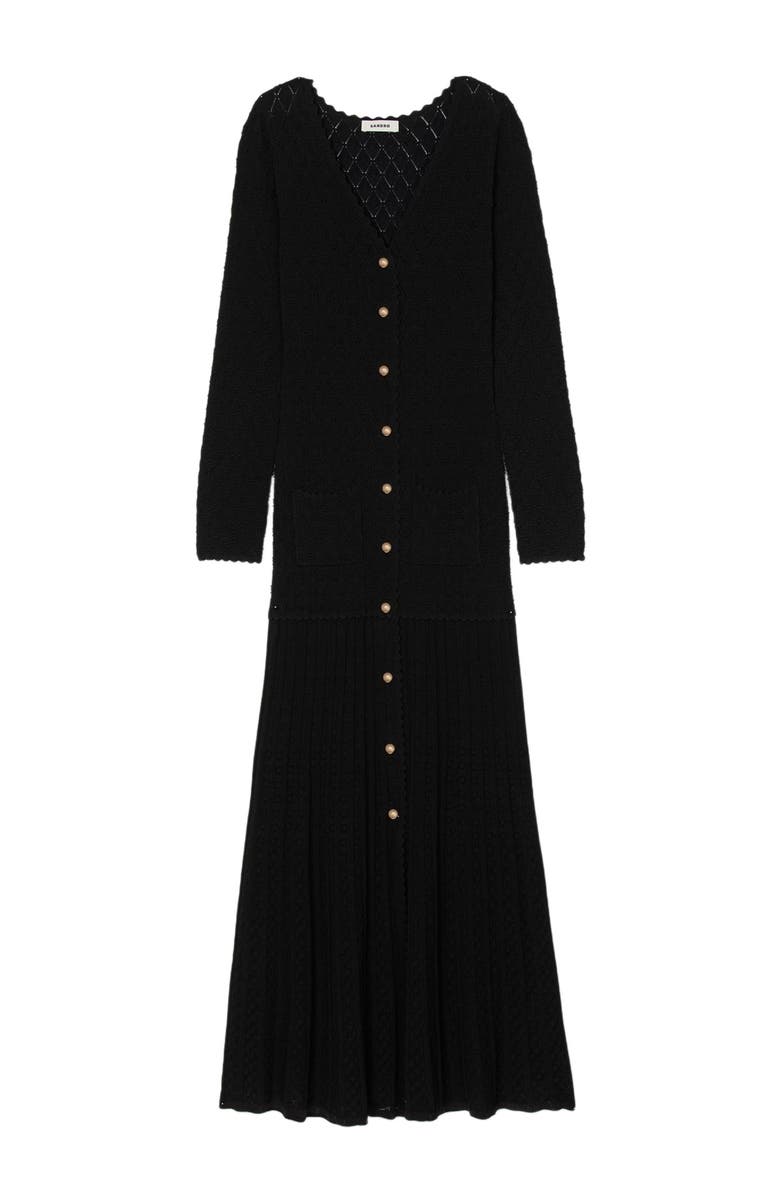 SANDRO Fancy knit maxi dress, Alternate, color, Black