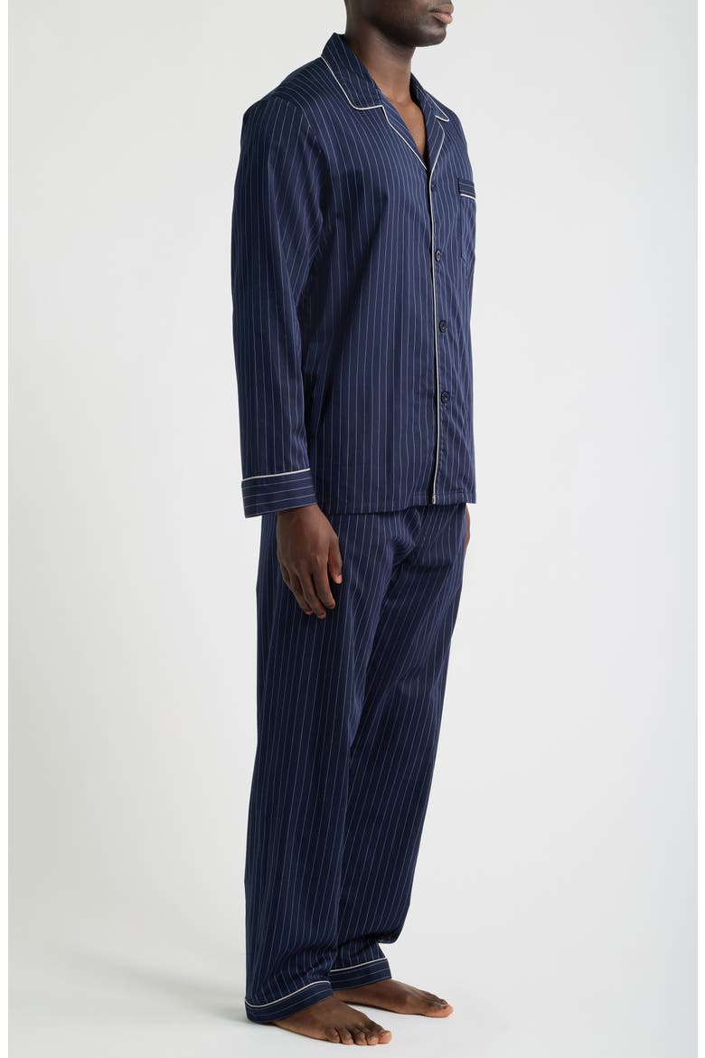 Chalkstriped Sateen Pajamas, Alternate, color, NAVY
