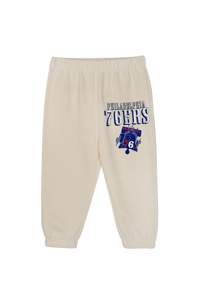 Toddler Mitchell & Ness  Cream Philadelphia 76ers Hang Time Oversized Pullover Hoodie & Pants Set, Alternate, color, Cream