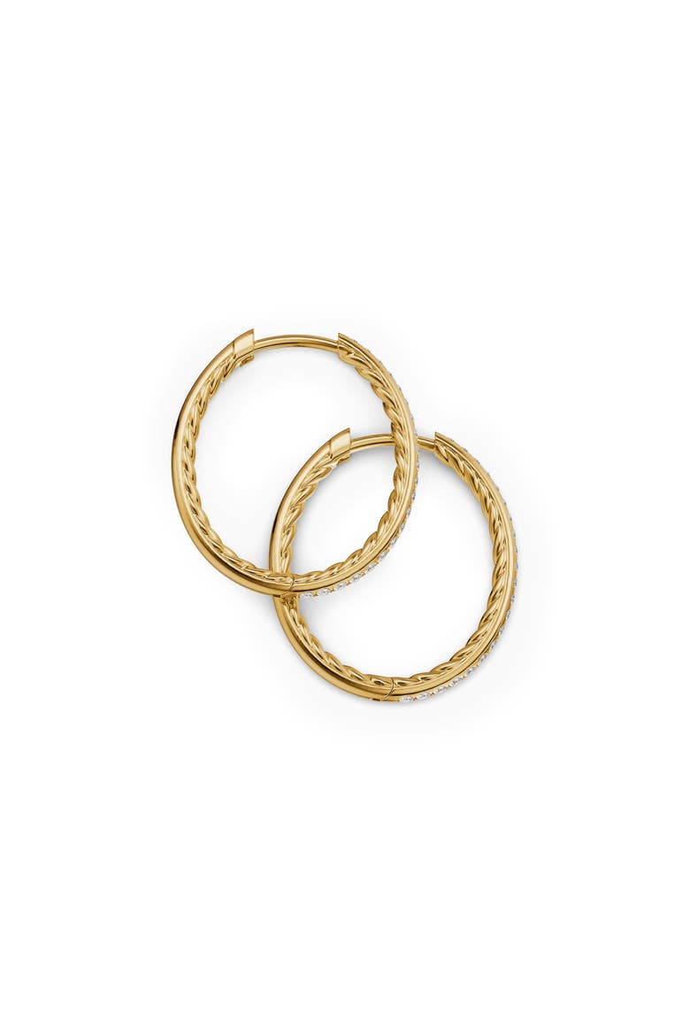 Petite Pavé 18k Gold Diamond Hoop Earrings, Alternate, color, GOLD