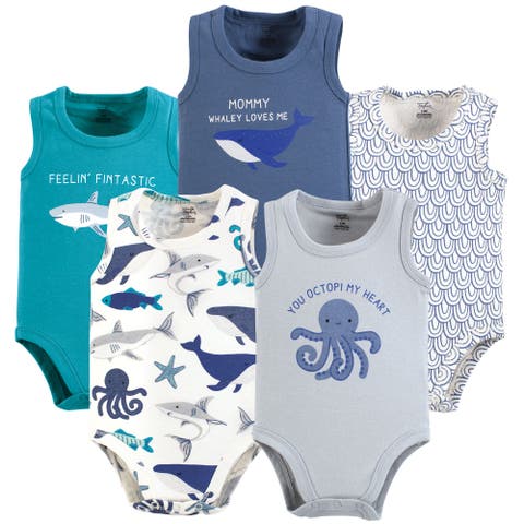 Five-Piece Organic Cotton Sleeveless Bodysuits