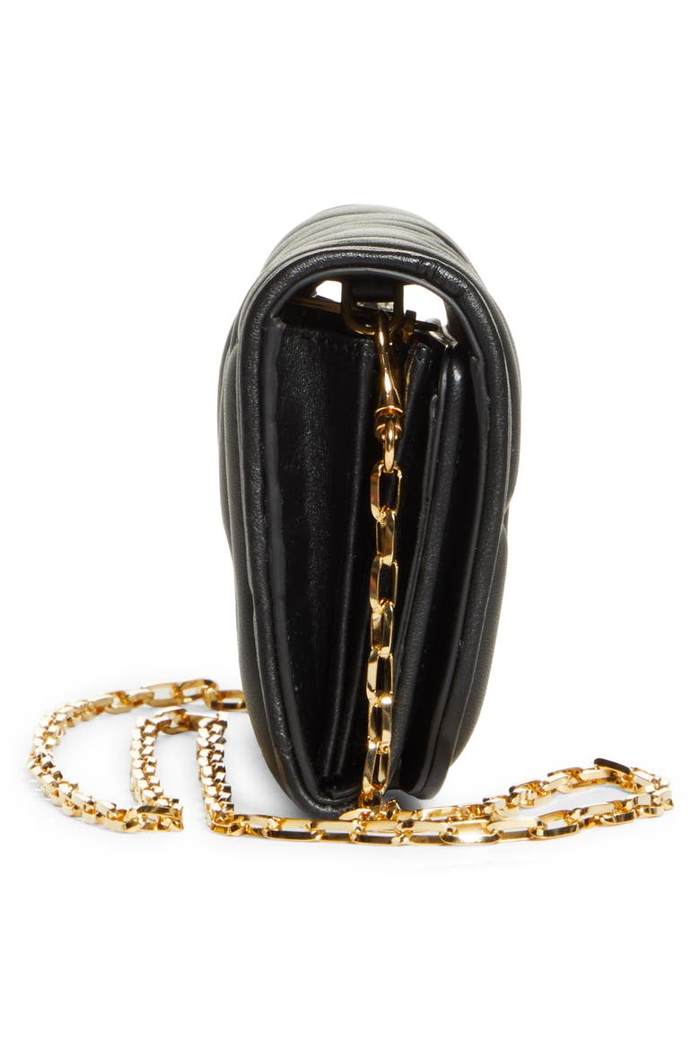 Matelassé Leather Wallet on a Chain, Alternate, color, FANTASY PRINT BLACK