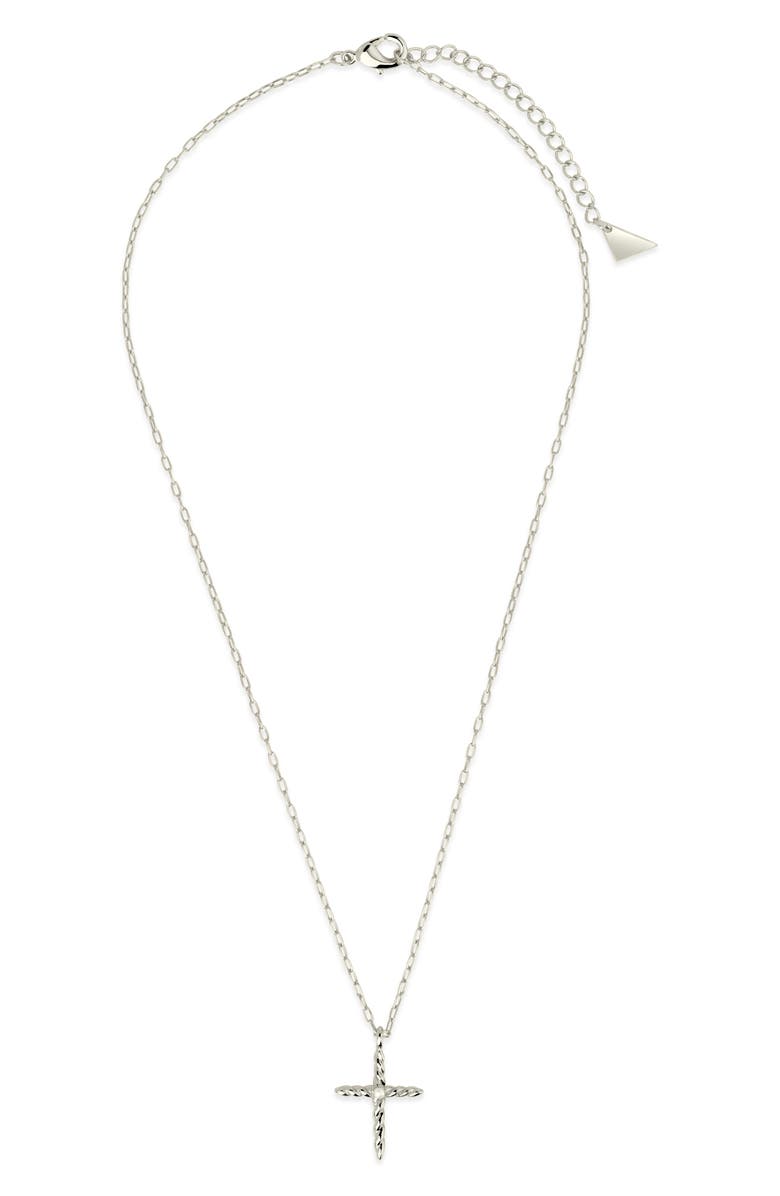 Sterling Forever Anas Cultured Pearl Cross Pendant Necklace, Alternate, color, Silver