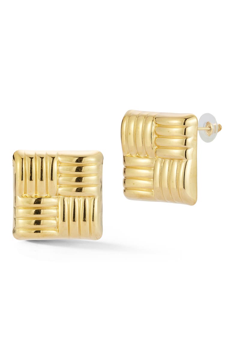 Crosshatch Stud Earrings, Main, color, GOLD