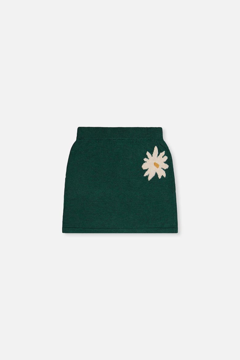 Knitted Daisy Jacquard Elastic Waist Skirt, Alternate, color, Jasper Printed Green
