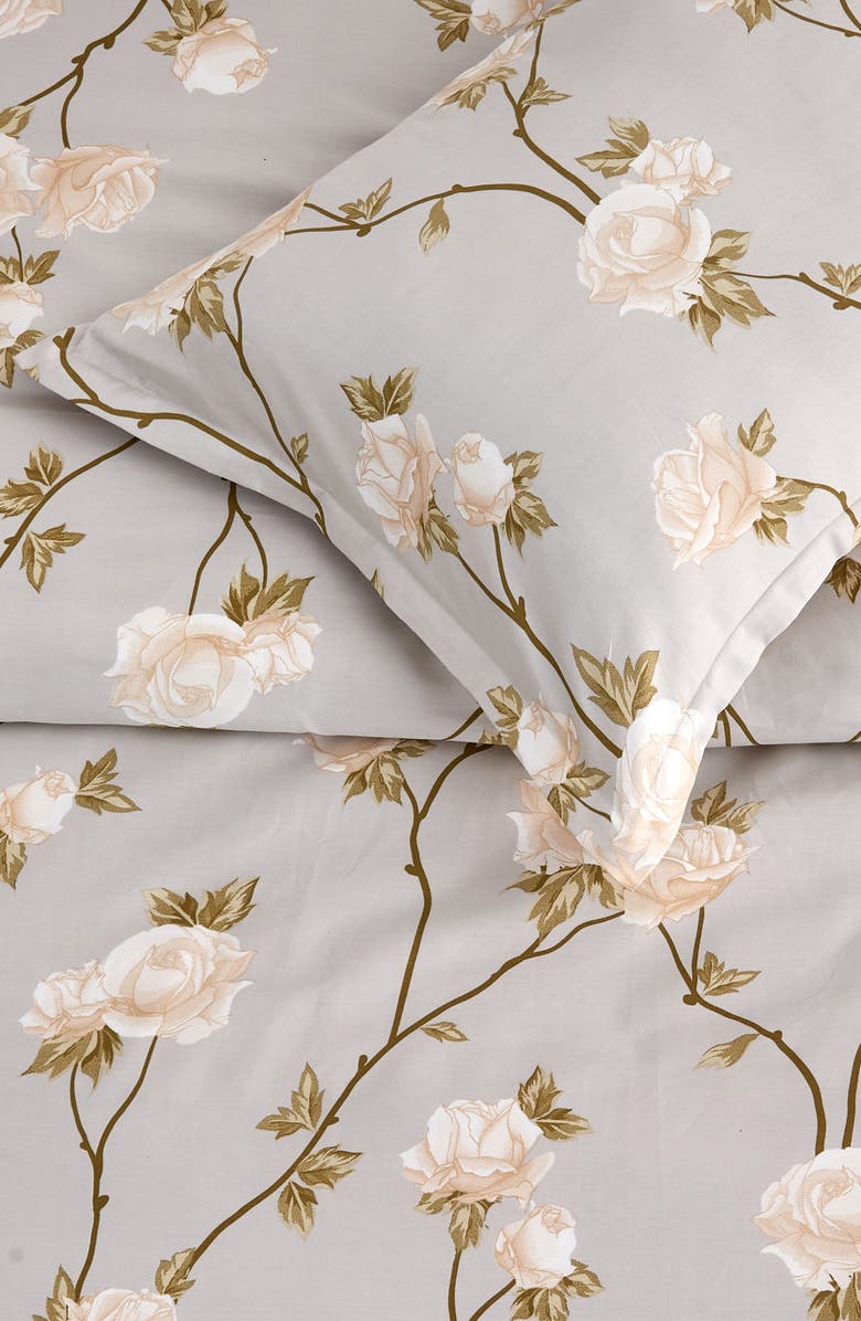 MELANGE HOME Rose 400 Thread Count Cotton Duvet Set, Alternate, color, Ivory