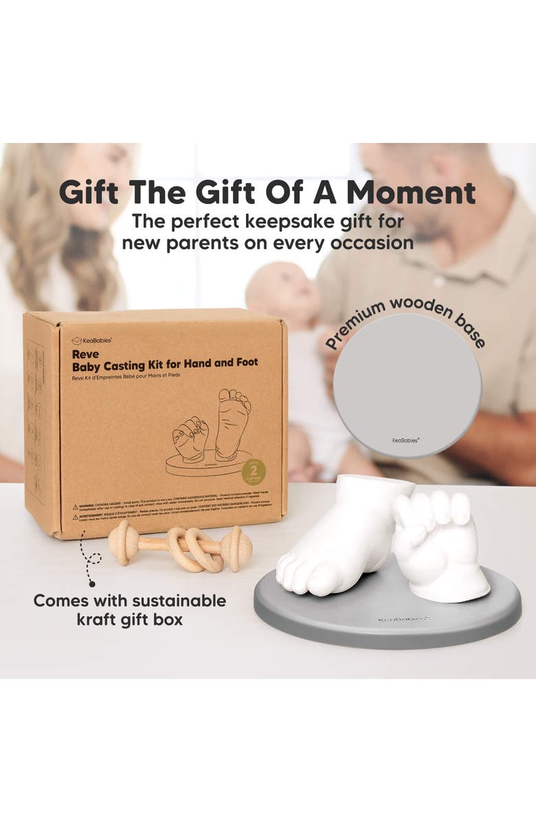 KeaBabies Reve Round Baby Casting Kit for Hand and Foot, Alternate, color, Cloud Gray