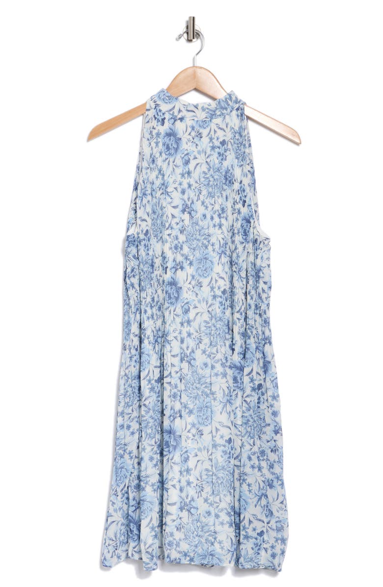 Halogen<sup>®</sup> Floral Mock Neck Sleeveless Pleated Trapeze Dress, Alternate, color,