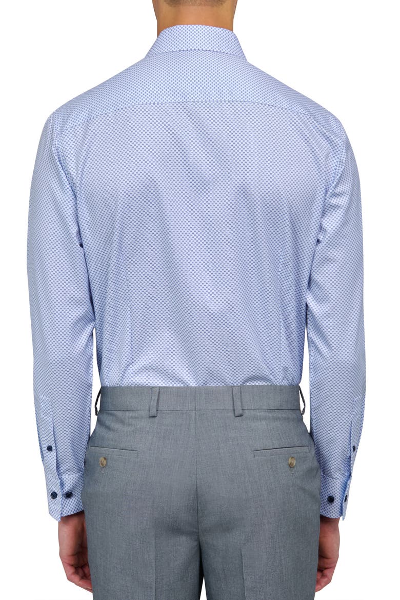 Micro Geometric Print Stretch Button-Up Shirt, Alternate, color, BLUE/ WHITE