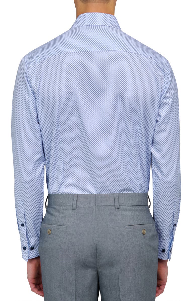 CONSTRUCT Micro Geometric Print Stretch Button-Up Shirt, Alternate, color, Blue/ White