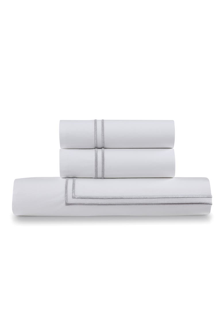 Cotton Percale 3-Piece Duvet Set with Satin Stitching, Main, color, SILVER