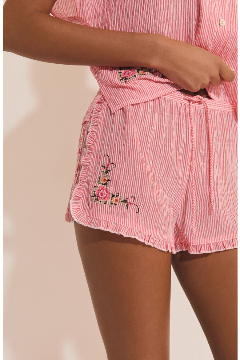 Oselia Stripe Pajama Shorts, Alternate, color, IMP FOND ROSE