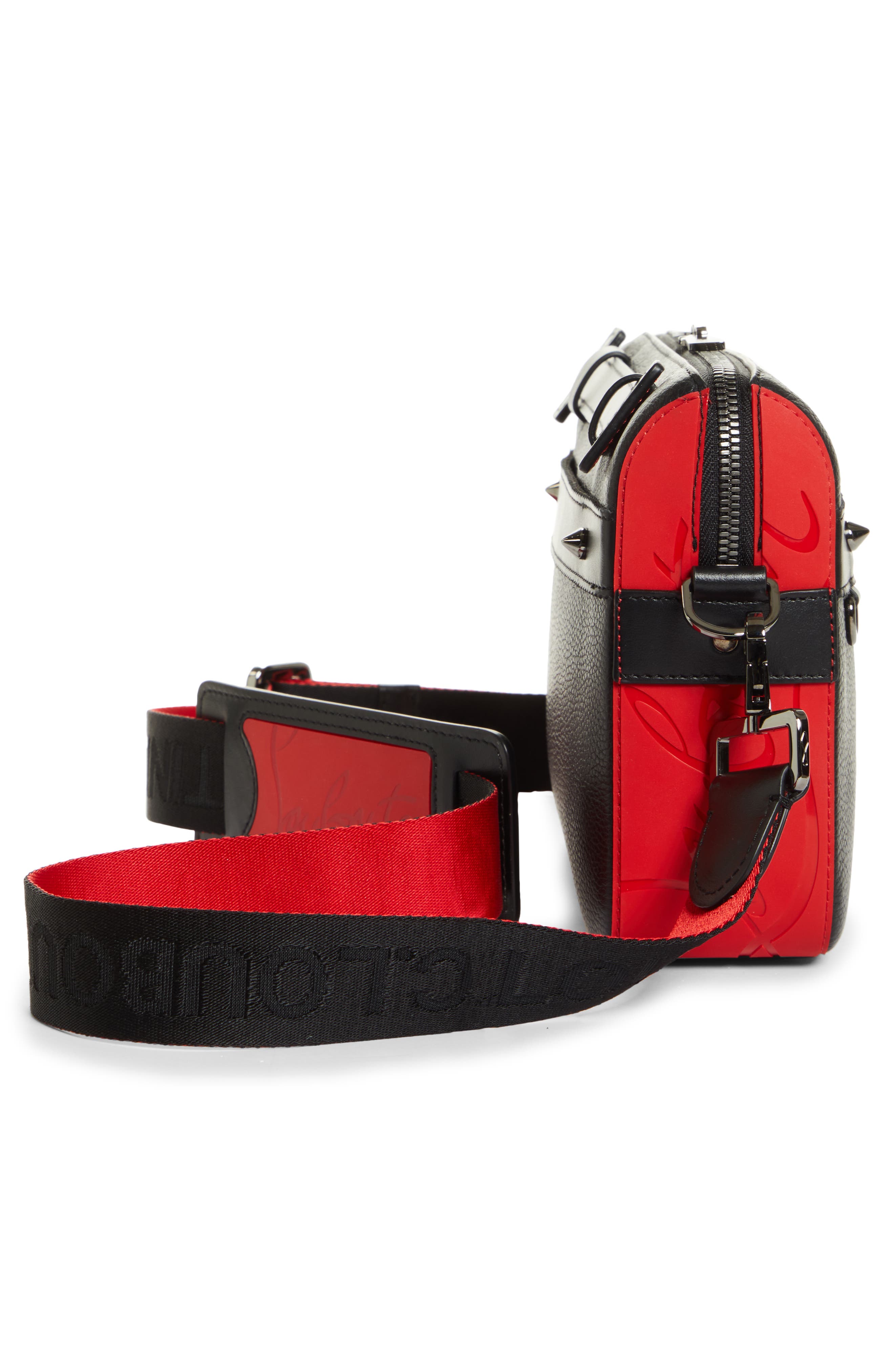 Christian Louboutin Ruisbuddy Leather Crossbody Bag, Alternate, color, Black/ Loubi/ Black