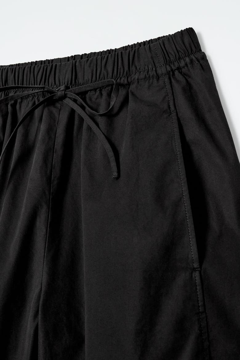 Elasticated Barrel-Leg Pants, Alternate, color, BLACK