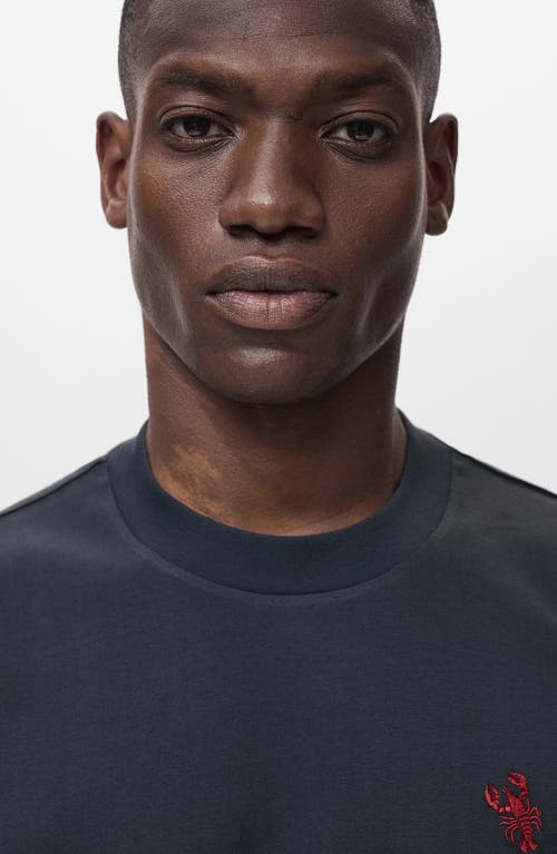 Mango Shellfish Embroidery Crewneck T-shirt In Blue