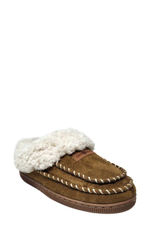 Double Stitched Faux Shearling Lined Slipper