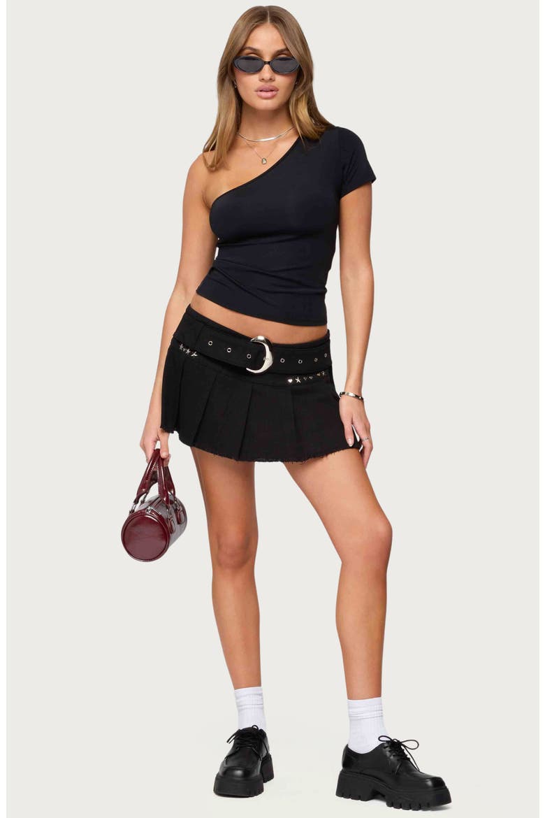 Gayla One-Shoulder Crop Top, Alternate, color, BLACK
