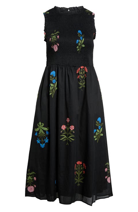 Cecil Smocked Sleeveless Midi Dress