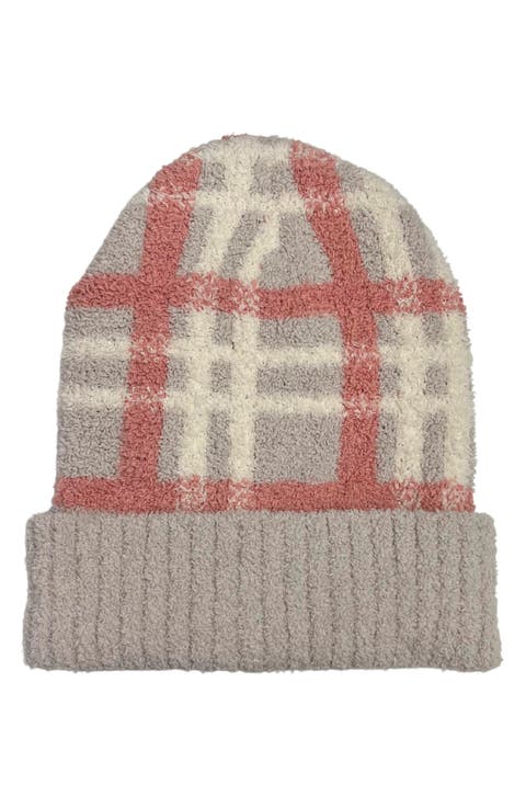 Cozy Plaid Cuff Beanie