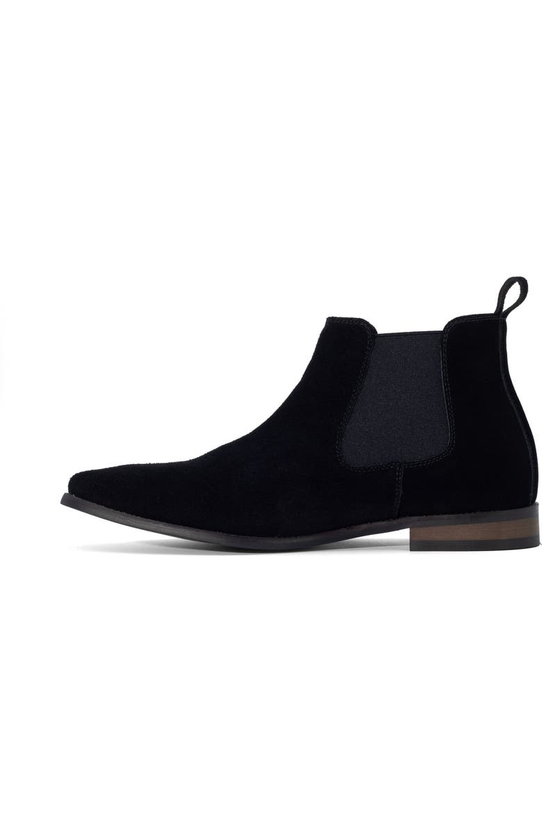 Uncut Stapleton almond toe Chelsea dress boot, Alternate, color, Black Cow Suede