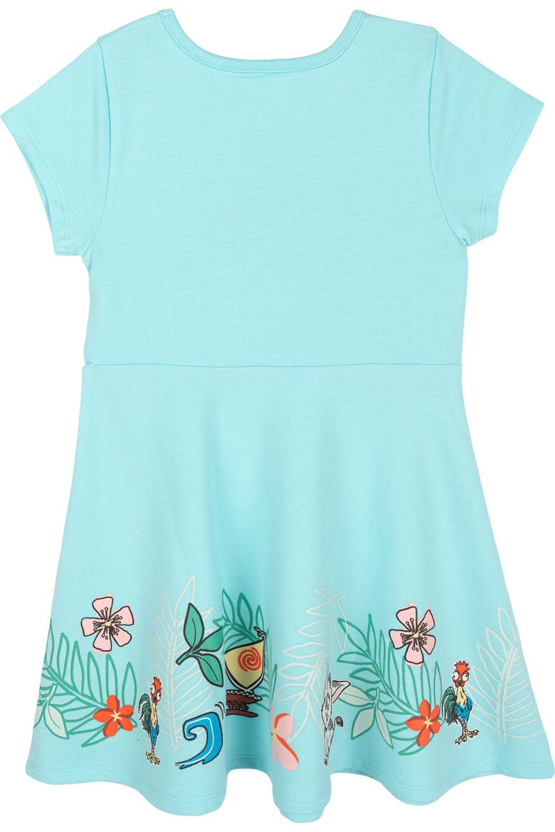 Moana Short Sleeve Skater Dress, Alternate, color, Moana Light Aqua