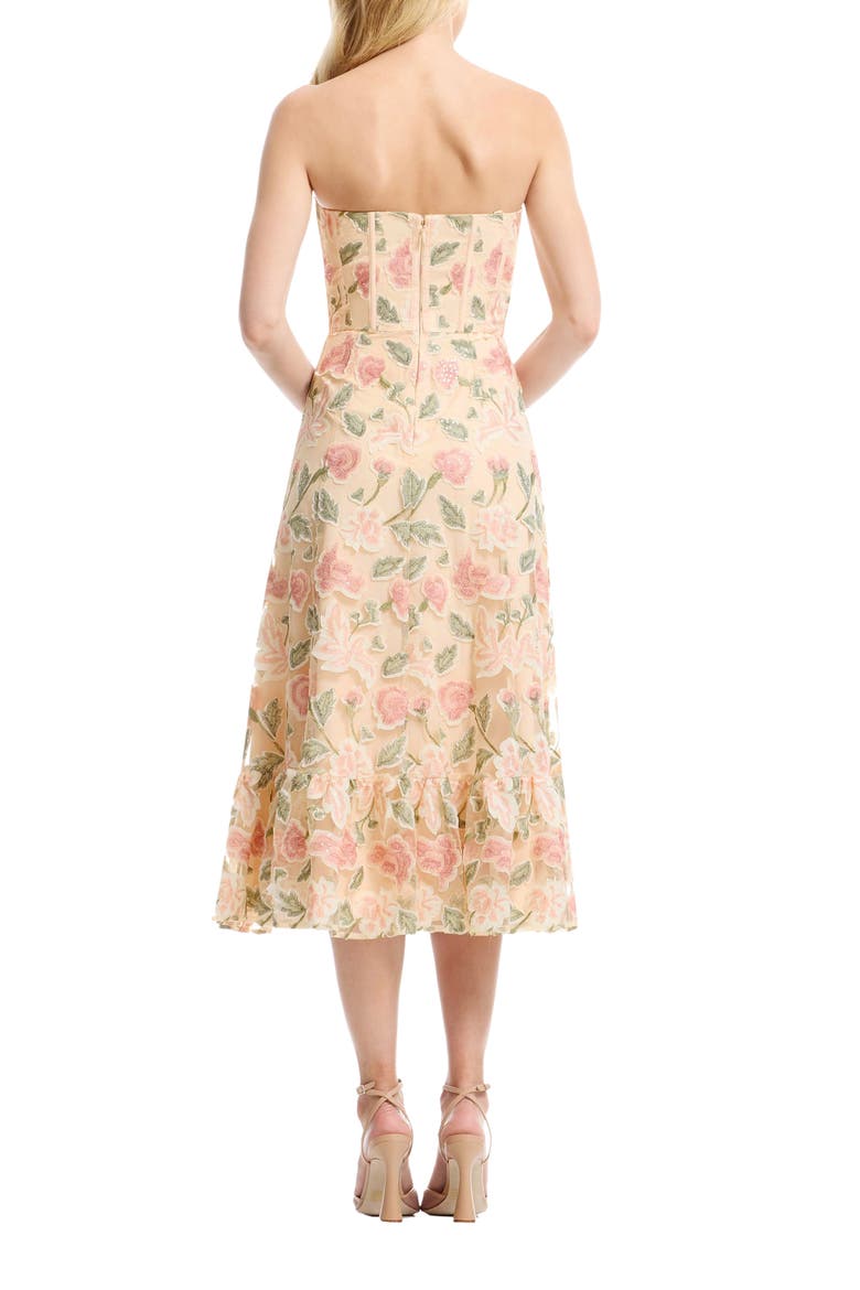 Carina Floral Appliqué Strapless Cocktail Dress, Alternate, color, BLUSH MULTI