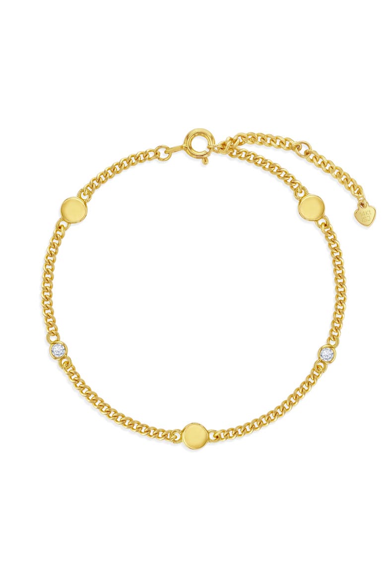 Mirrored CZ Station Girls Plated Bracelet, Main, color, Gold