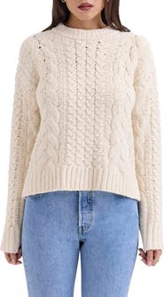 HOUSE OF CB Jasper Chenille Cable Cotton Blend Sweater