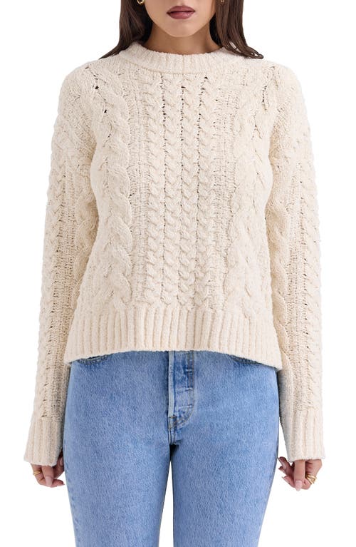 Shop House Of Cb Jasper Chenille Cable Cotton Blend Sweater In Ivory