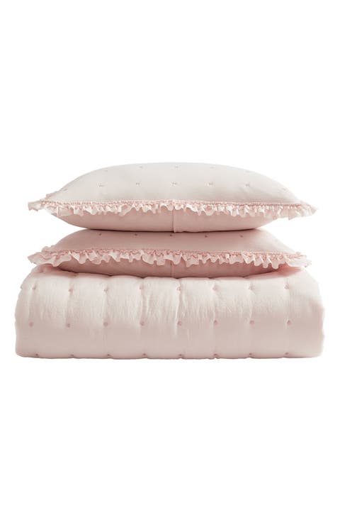 LAURA ASHLEY ピンク タオルケット Laura Ashley Quartet Reversible Pink Bonus Bed Set - On Sale