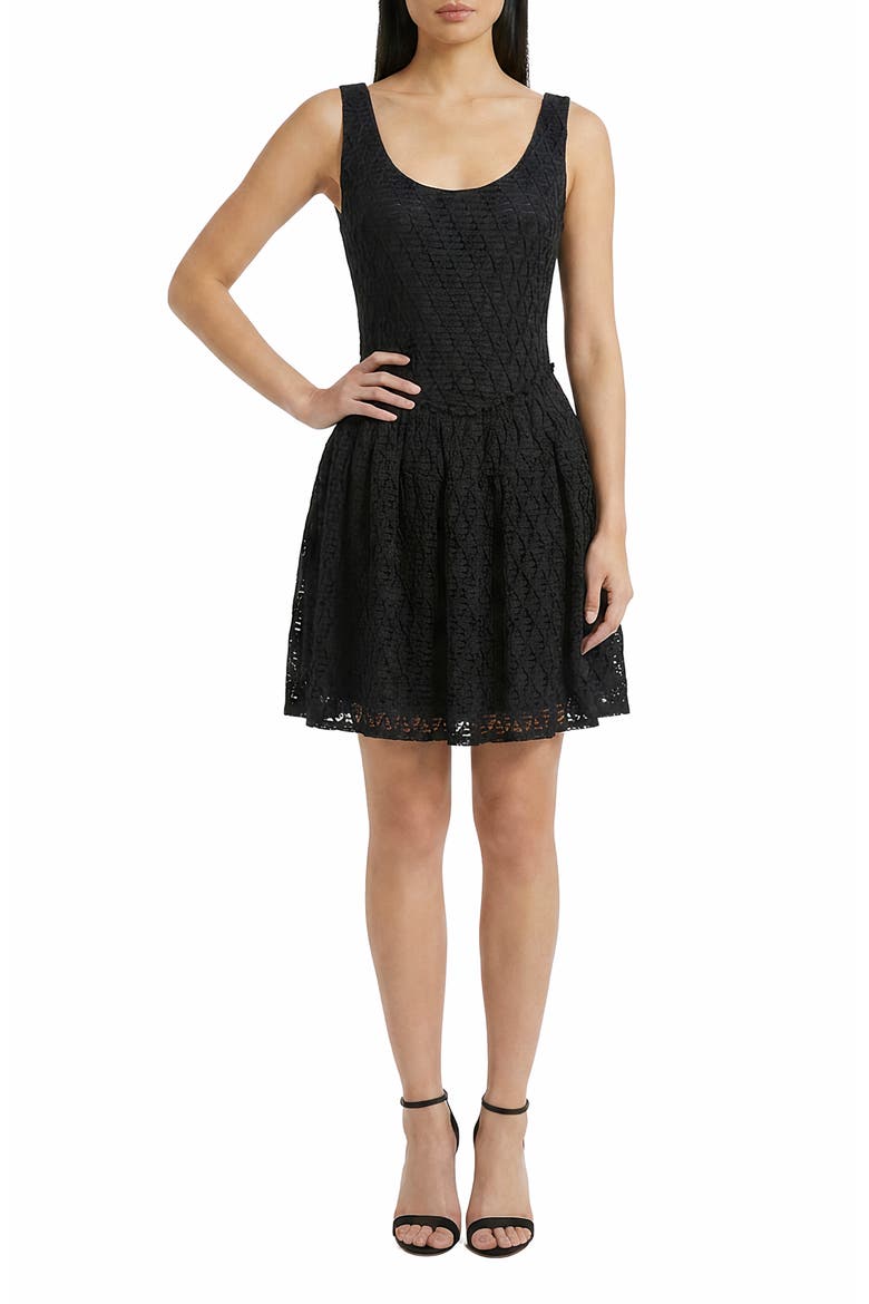 Jacquard Flare Minidress, Main, color, BLACK