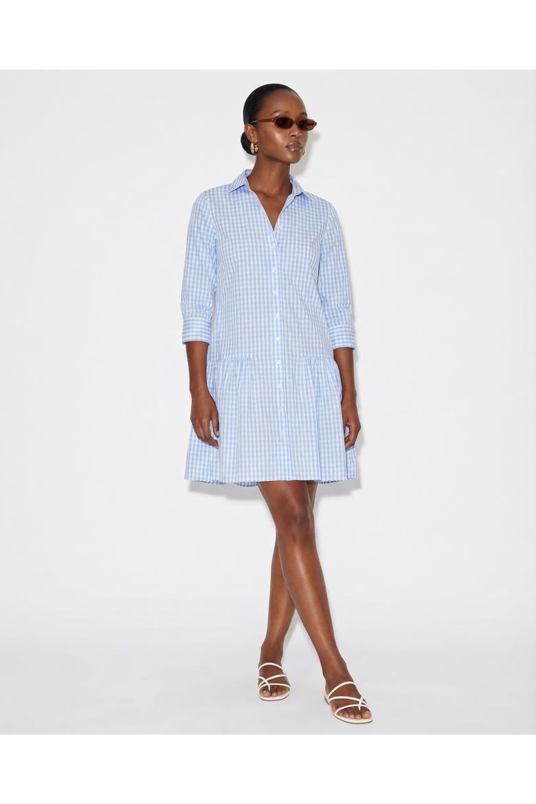 The Drop Waist Shirt Dress, Alternate, color, Sky Blue Check
