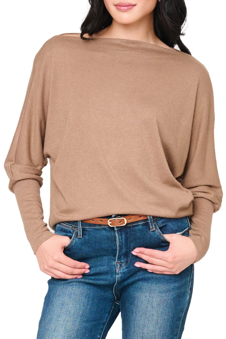 Slouchy Luxe Boatneck Top, Main, color, MOCHA MOUSSE