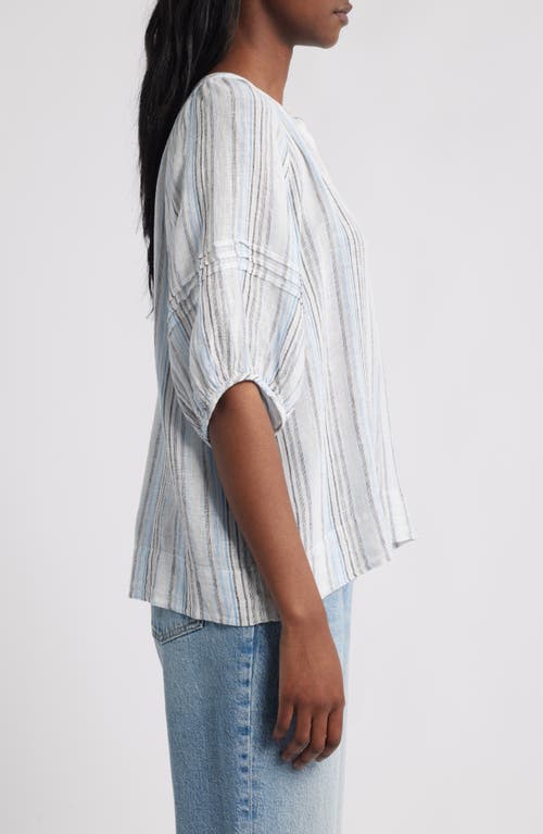 Rails Shoshanna Stripe Puff Sleeve Linen Blend Top In White