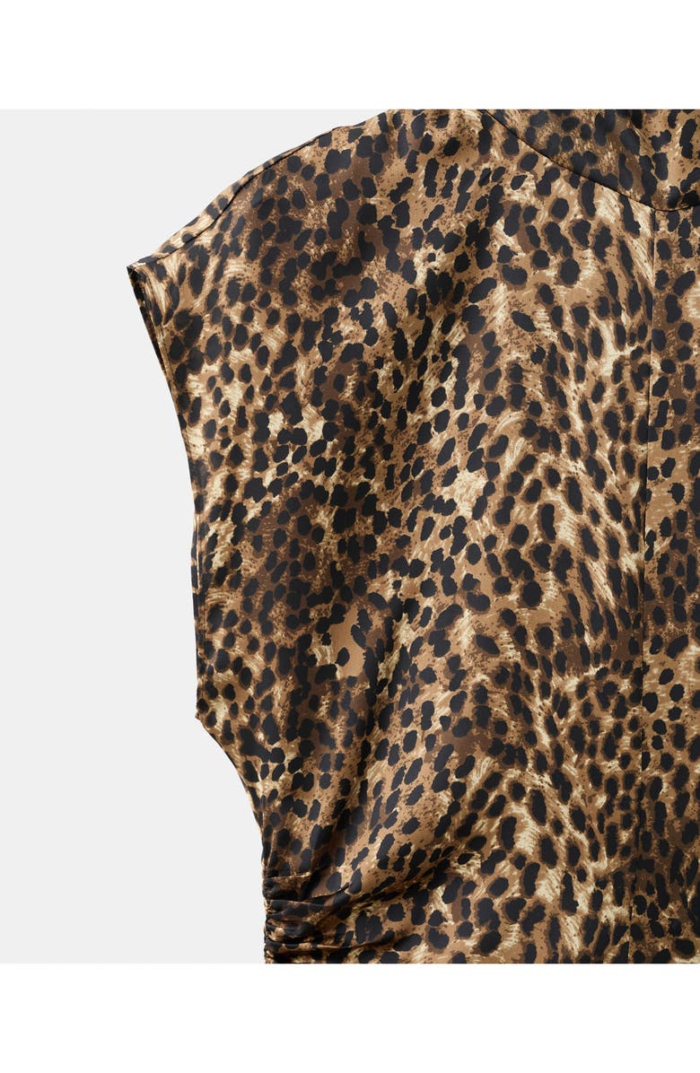 MANGO Leopard Print Satin Maxi Dress, Alternate, color, Brown