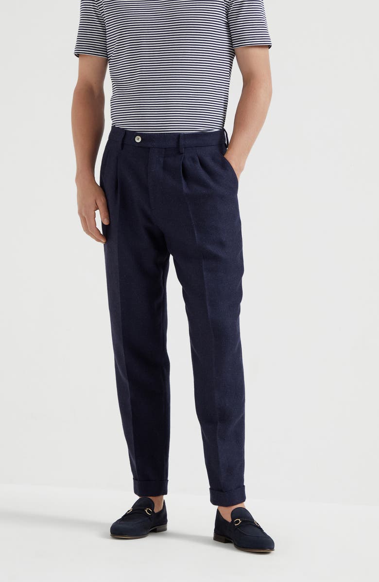 Brunello Cucinelli Trousers with textured stripes, Alternate, color, 