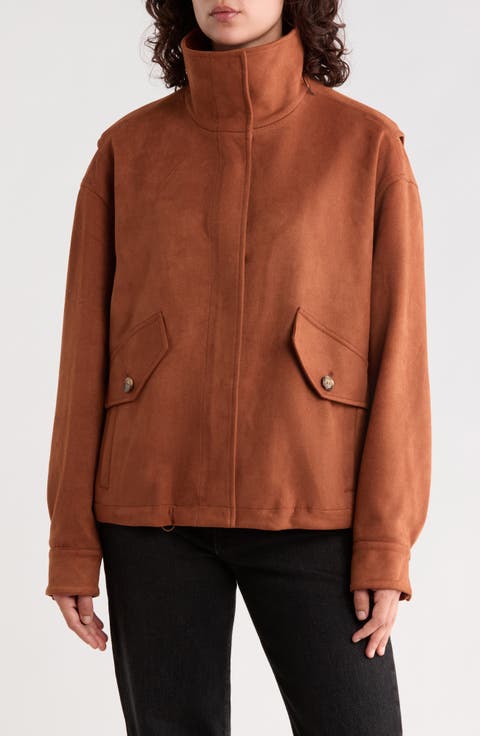 Faux Suede Bomber Jacket