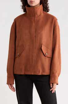 Faux Suede Bomber Jacket
