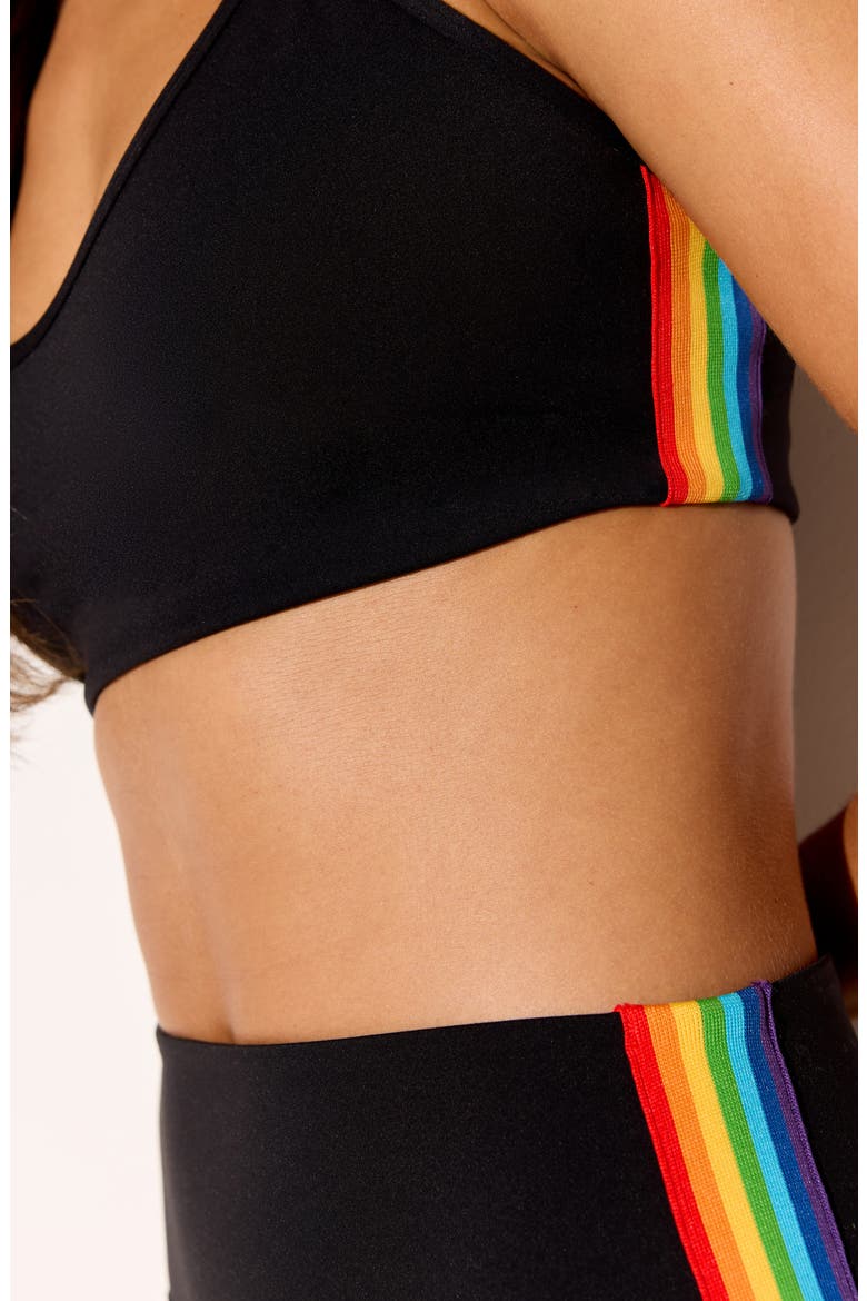 Kaia Sports Bra, Alternate, color, BLACK/ RAINBOW