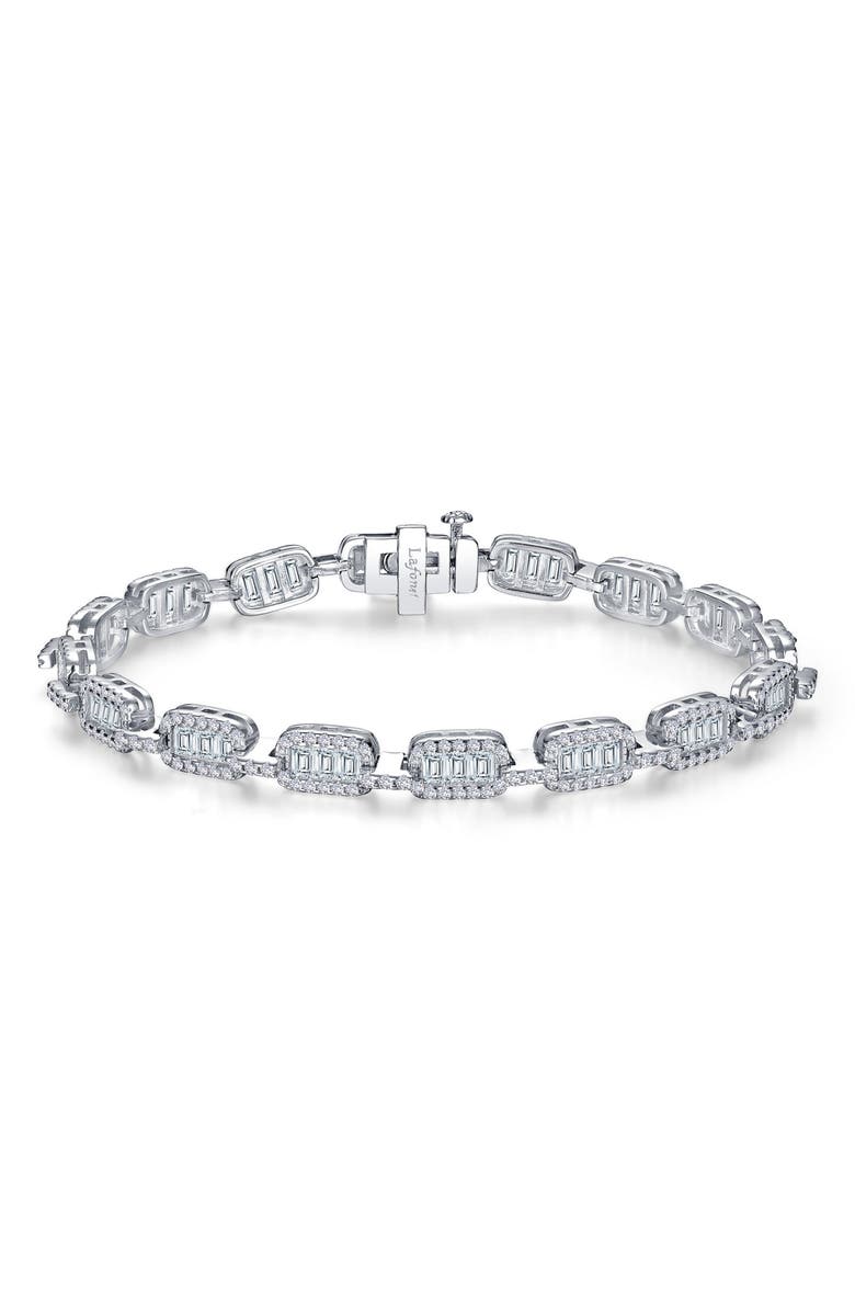Lafonn Simulated Diamond Baguette Link Bracelet, Main, color, 