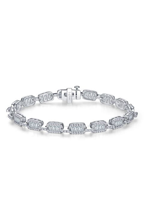 Simulated Diamond Baguette Link Bracelet