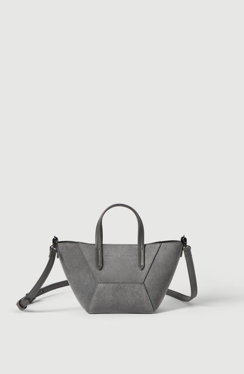 Brunello Cucinelli BC Duo mini bag in suede with monili in Stone Grey at Nordstrom