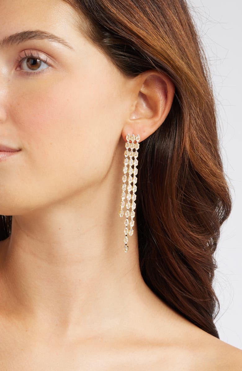 Nordstrom Angled Cubic Zirconia Fringe Drop Earrings, Alternate, color, Clear- Gold