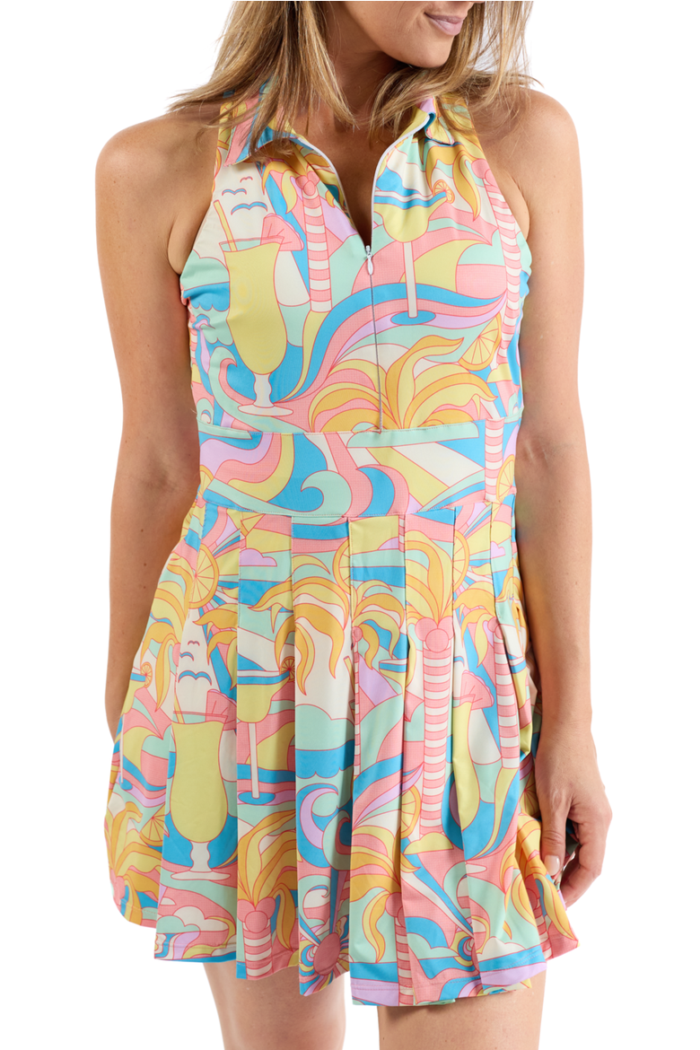 The Paradiso - Retro Pleated Tennis Dress, Alternate, color, Yellow