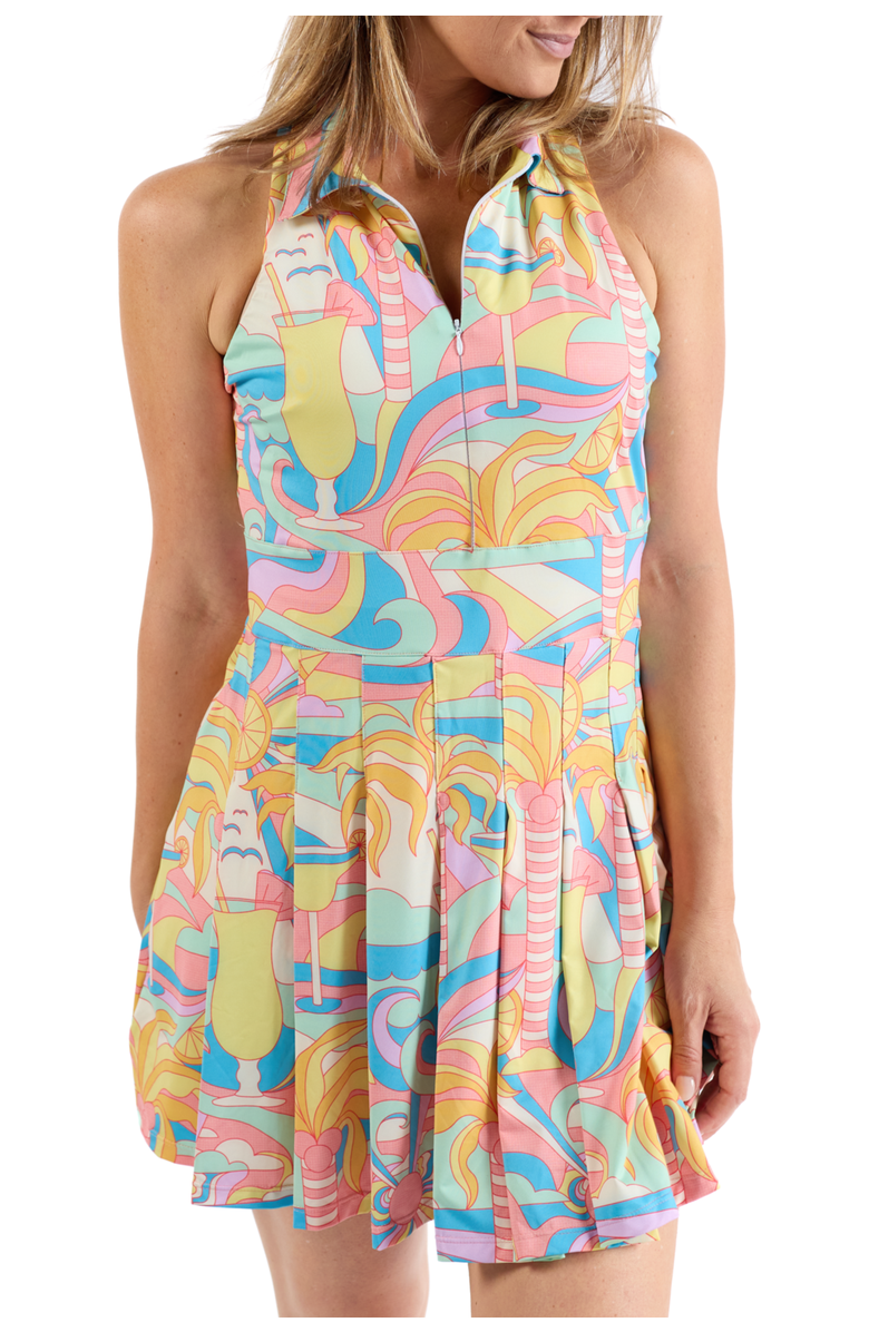 Kenny Flowers The Paradiso - Retro Pleated Tennis Dress, Alternate, color, Yellow